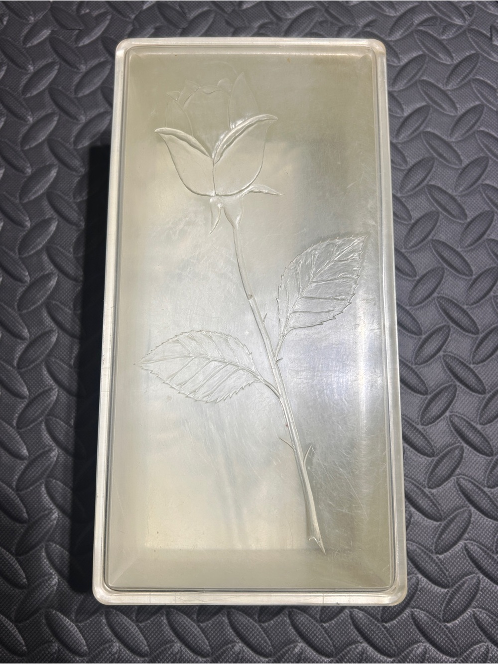 Wil-Hold Plastic Vintage Storage Container with Embossed Rose on Lid